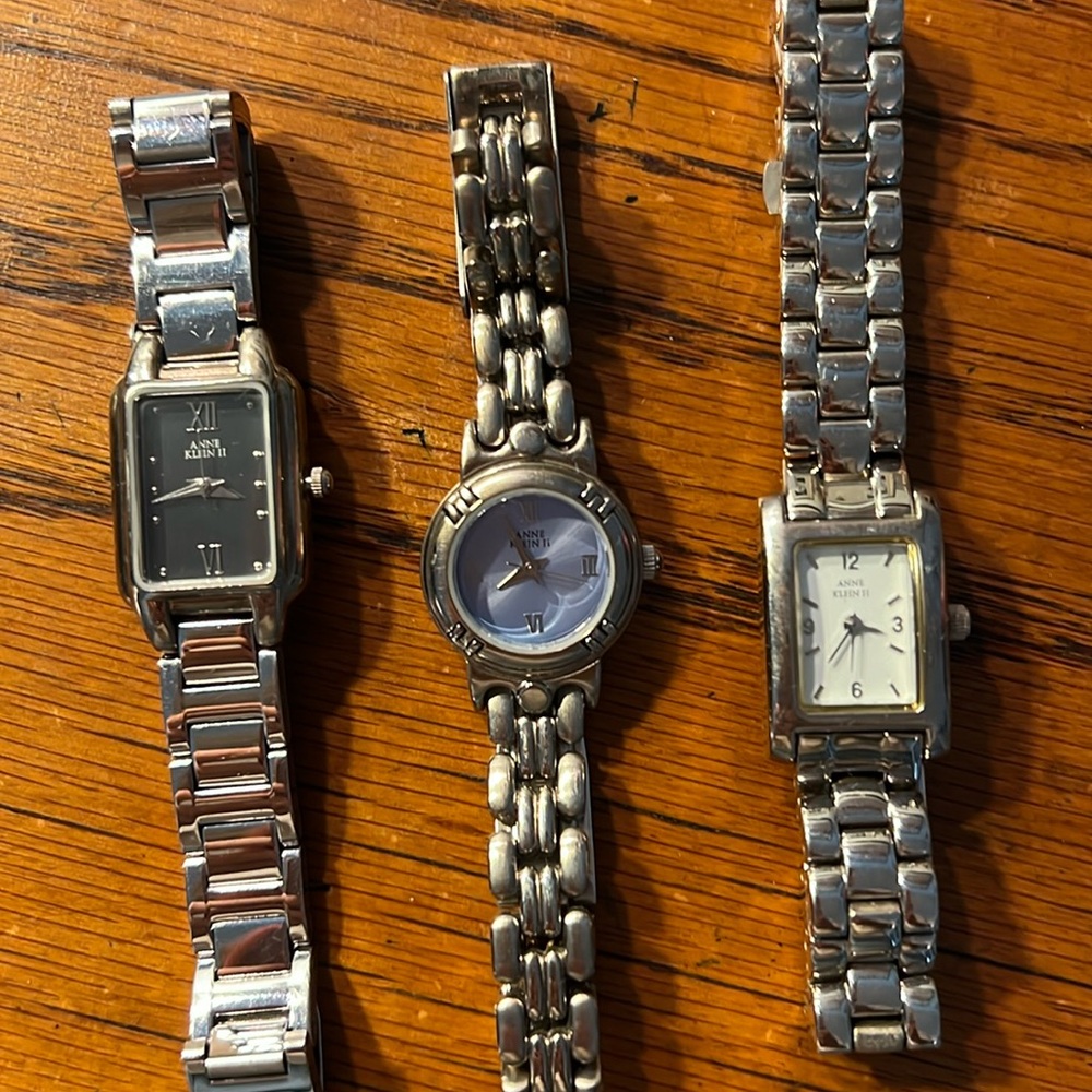 Anne Klein II bundle of watches. Stainless steel. All need batteries. EUC.